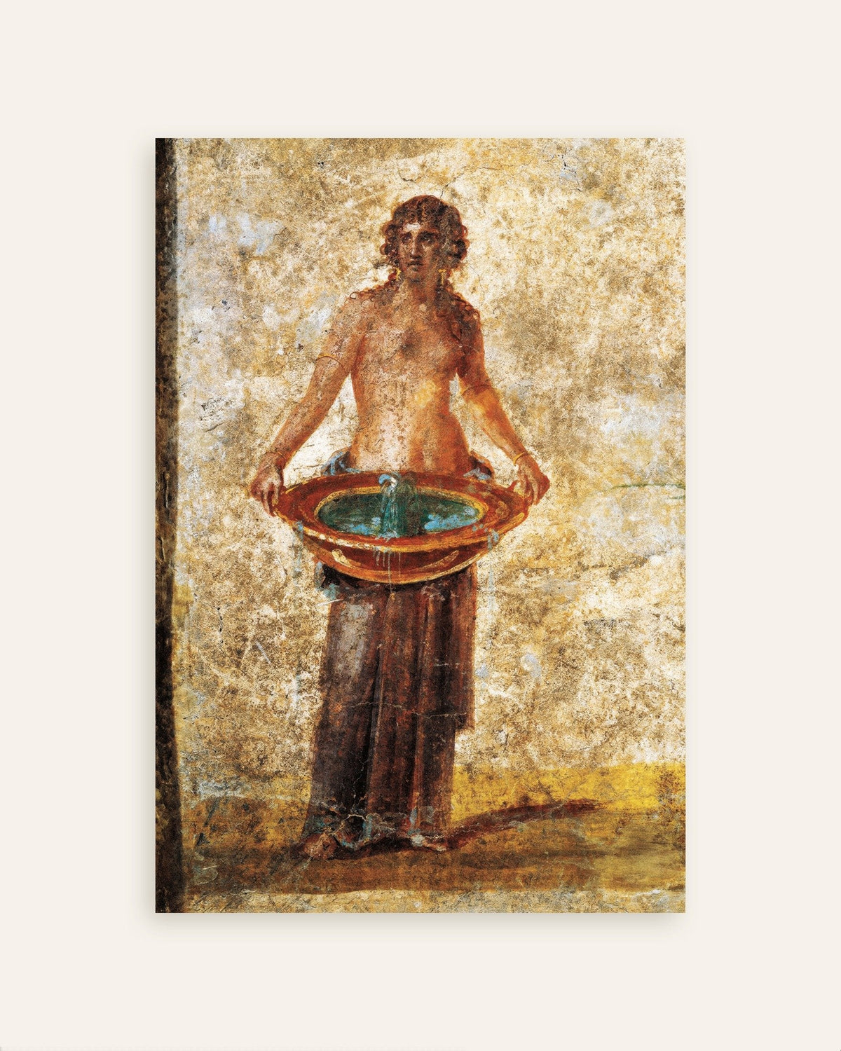 Juliste Pompejin vesiallasta kantavan naisen freskosta
