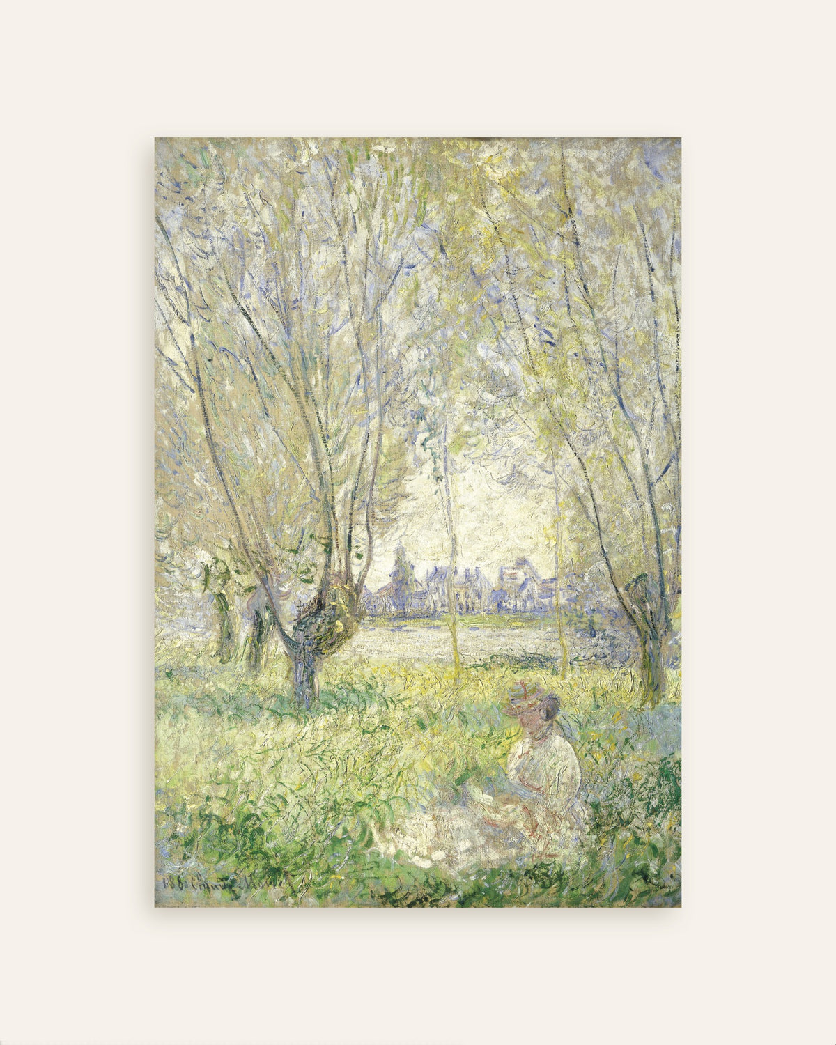Claude Monet’n Nainen istumassa pajujen alla (1880) -juliste, pienoiskuva