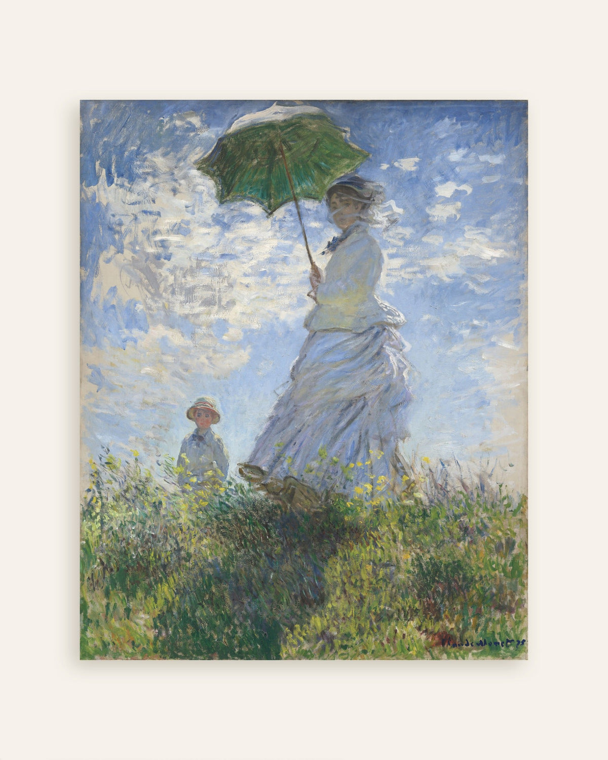 Claude Monet’n Nainen ja päivänvarjo, Madame Monet ja hänen poikansa (1875) -juliste, pienoiskuva