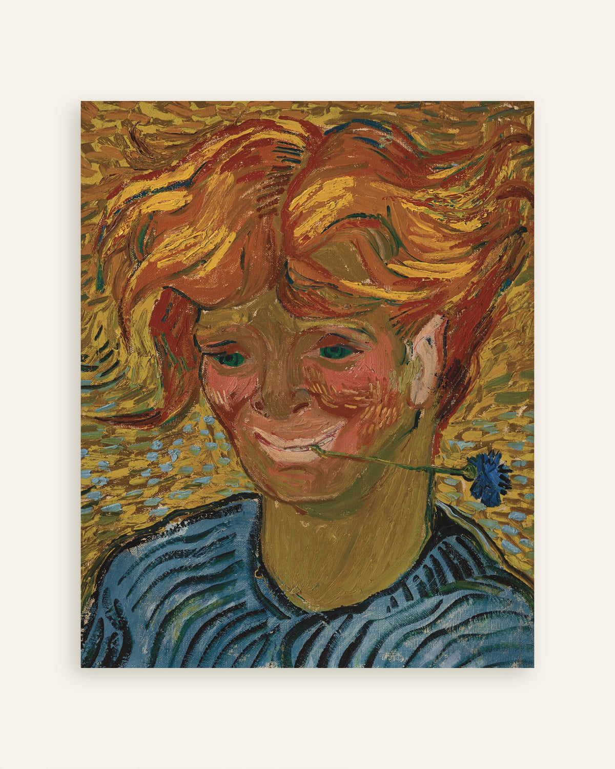 Juliste Vincent van Goghin Nuori mies ruiskaunokin kanssa (1890) -teoksesta, pikkukuva